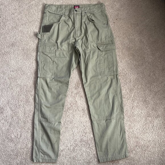 Wrangler Pants Mens 34x34 Brown Workwear Cargo Straight Leg Construction Hiking